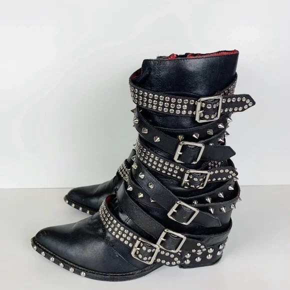 Jeffrey Campbell Draco Studded Black Boots Sz 11 New - Picture 2 of 6